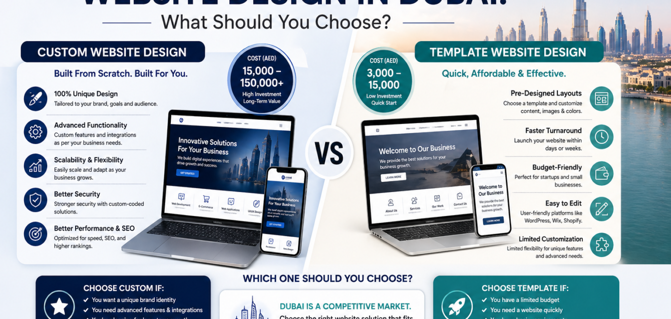 Custom vs Template Website Design in Dubai What Should You Choose Custom vs Template Website Design in Dubai What Should You Choose